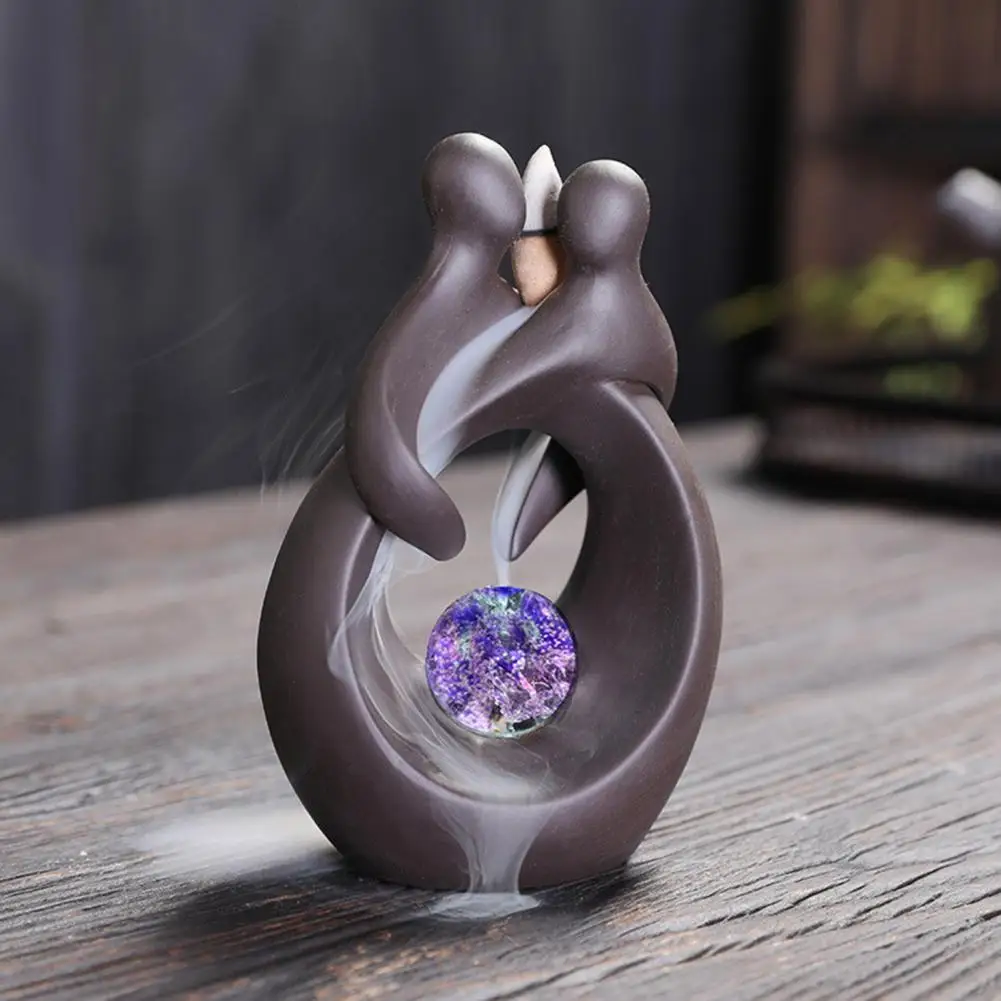 

Backflow Incense Burner Hug Posture Waterfall Incense Holder Handcrafted Backflow Sandalwood Incense Burner Yoga Room Decor