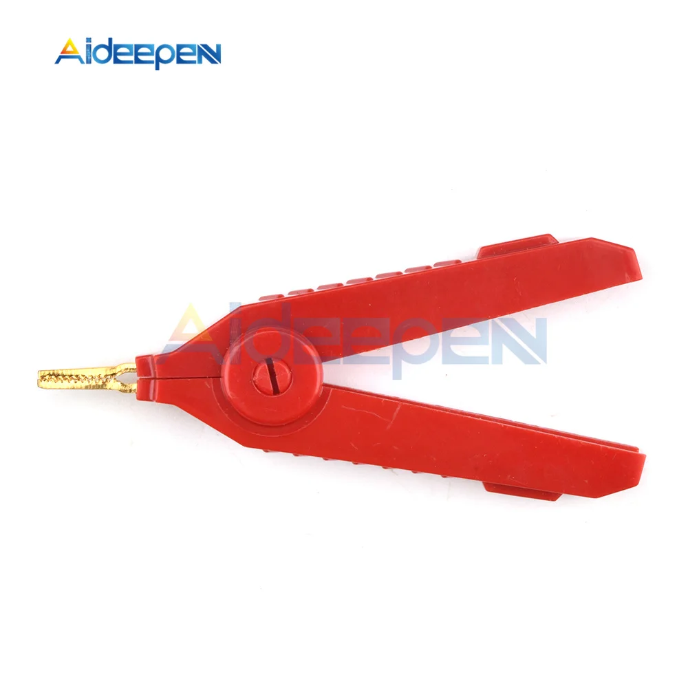 90MM Kelvin Crocdile Clamp Copper Gold Plate Clamp Heavy Duty Spring Clamp LCR Test Clip Grey/Black/Red