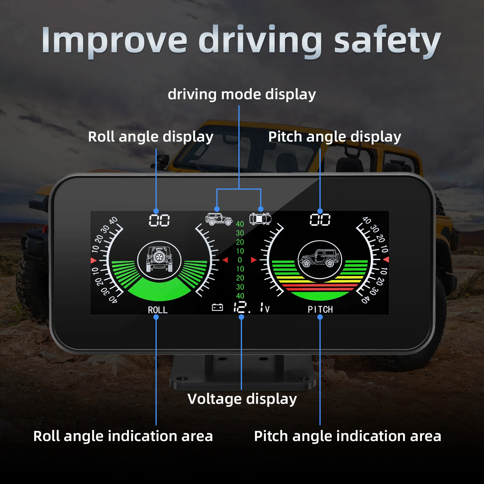 M60 / M50 Head-Up-Display Geschwindigkeits- und Neigungsmesser Digitaler GPS-Neigungsmesser Auto HUD-Kompass Geschwindigkeitswarnung 4x4 Offroad-Zubehör – Detail 23