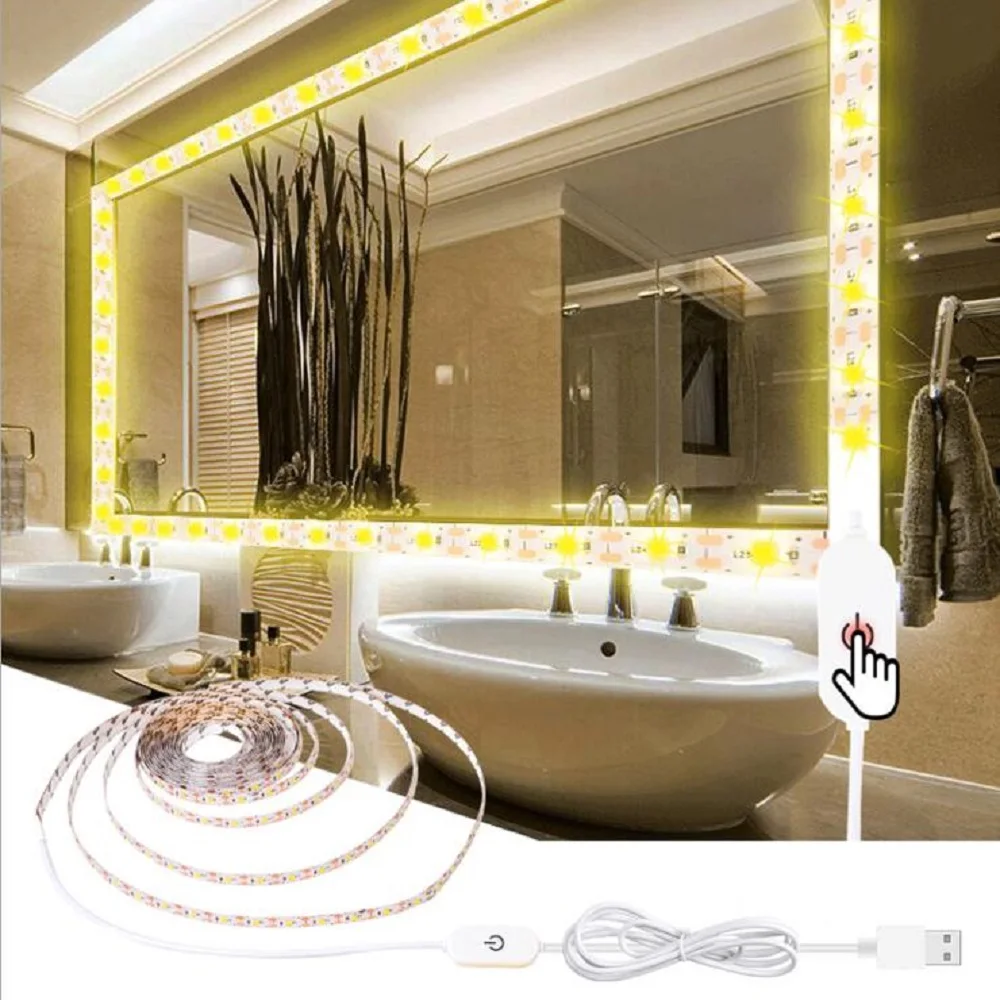 Dimmable 5V LED Strip Lights SMD2835 3528 60Leds/m Waterproof Ribbon Lights TV Backlight USB/Battery Powered Stripe Room Decor