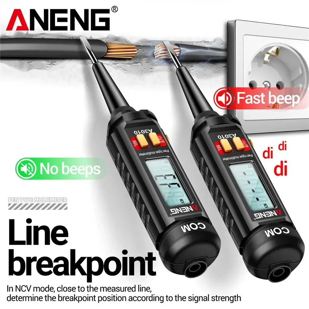 Multimeter Digital Tipe Pena 4000 Counts ANENG A3010 Sensor Lampu Latar Pintar Non-kontak 600V AC Tegangan NCV Tester Alat