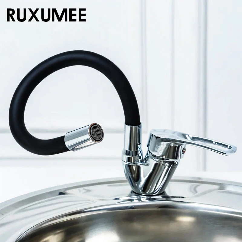 

Single Handle Cold and Hot Water Mixer Tap Polished Chrome Black Torneira Deck Mounted 360Rotating Flexible Kitchen Basin Faucet