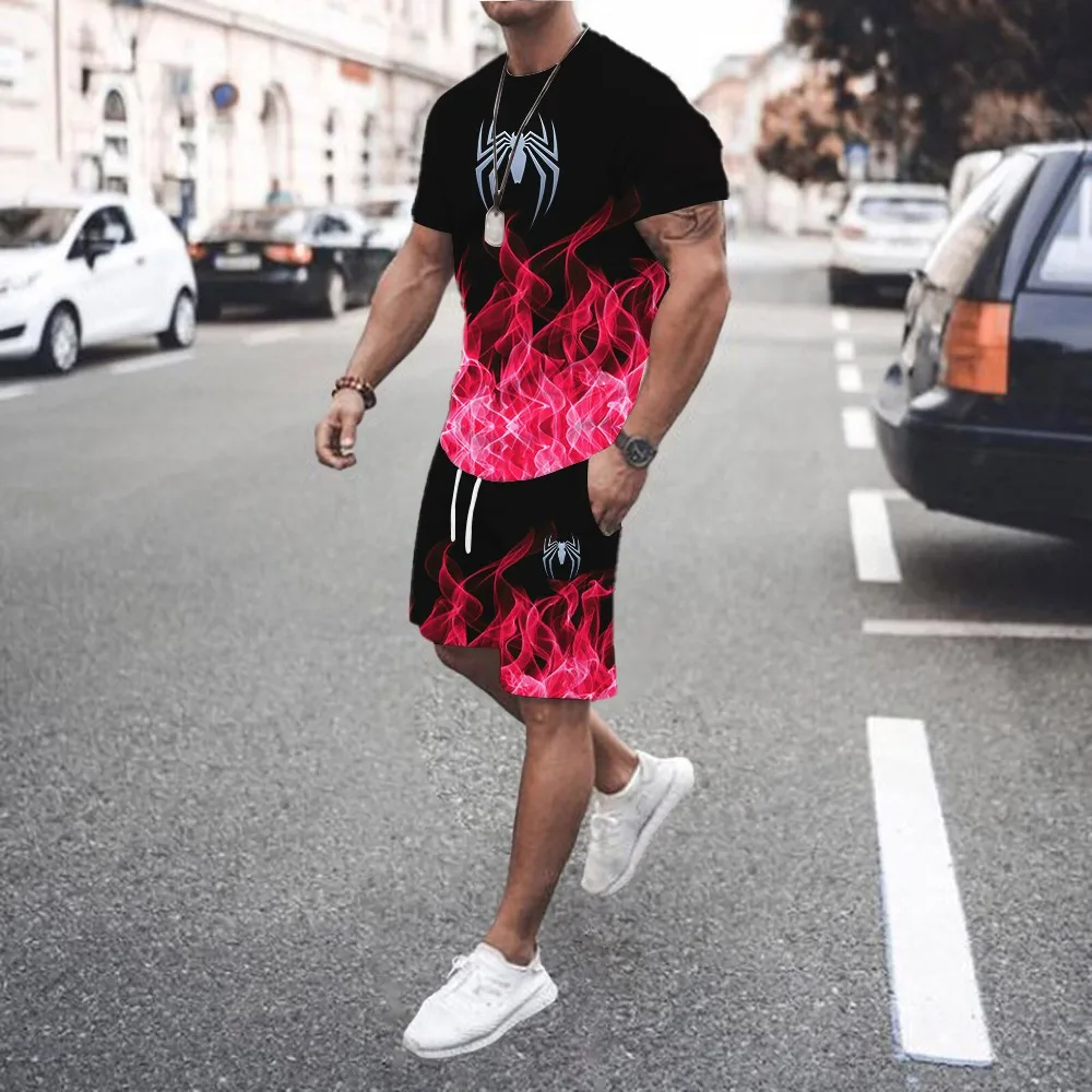 New 3D Printed Men s Casual Luxury Gradient T-Shirt Shorts Set Tracksuit Male 2 Pieces Fashion Outfit Man Clothing Jogging Suit