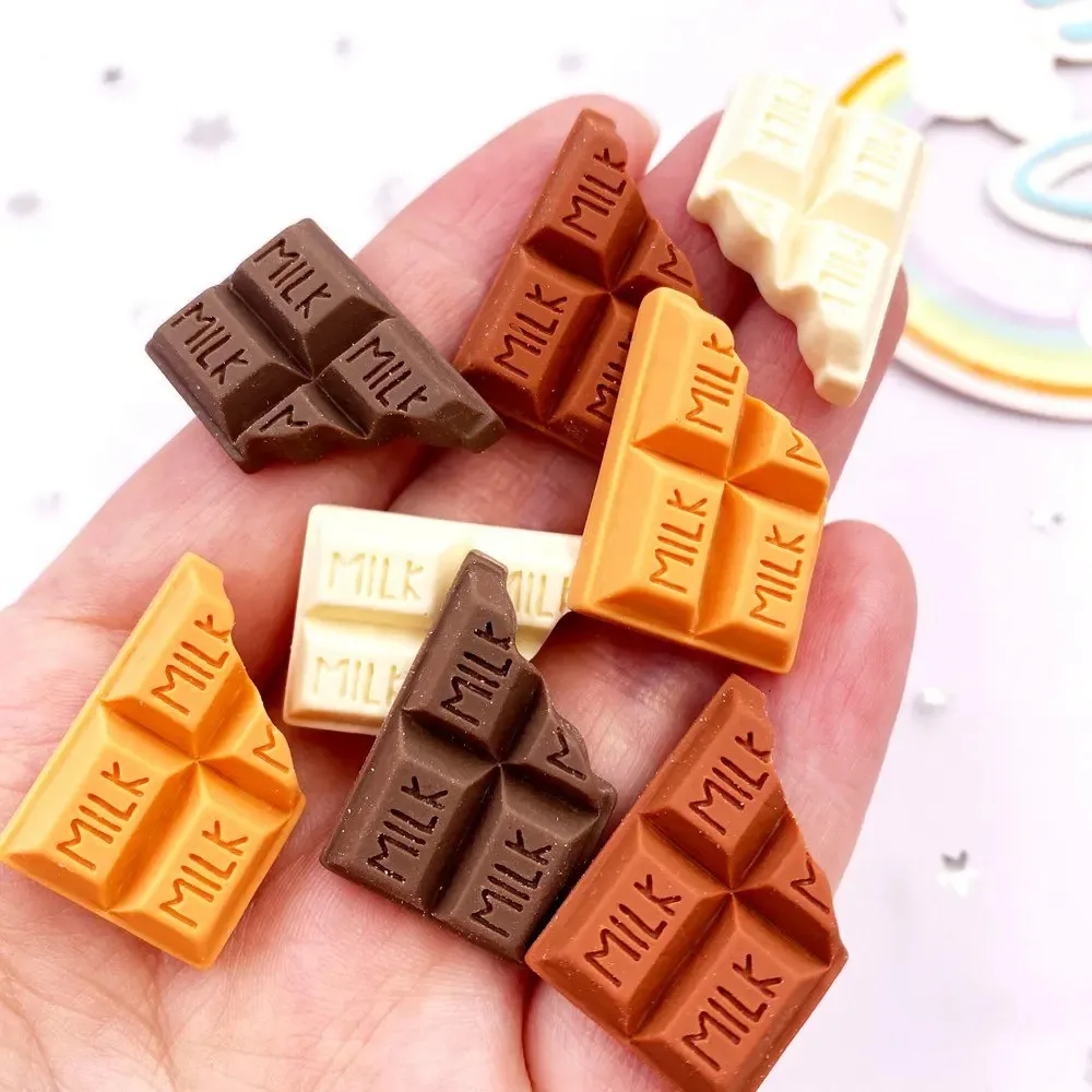 10PCS Resin Kawaii Simulation Milk Chocolate Flatback Cabochon Candy Figurine Home Decor DIY Scrapbook Craft Bow Accessories