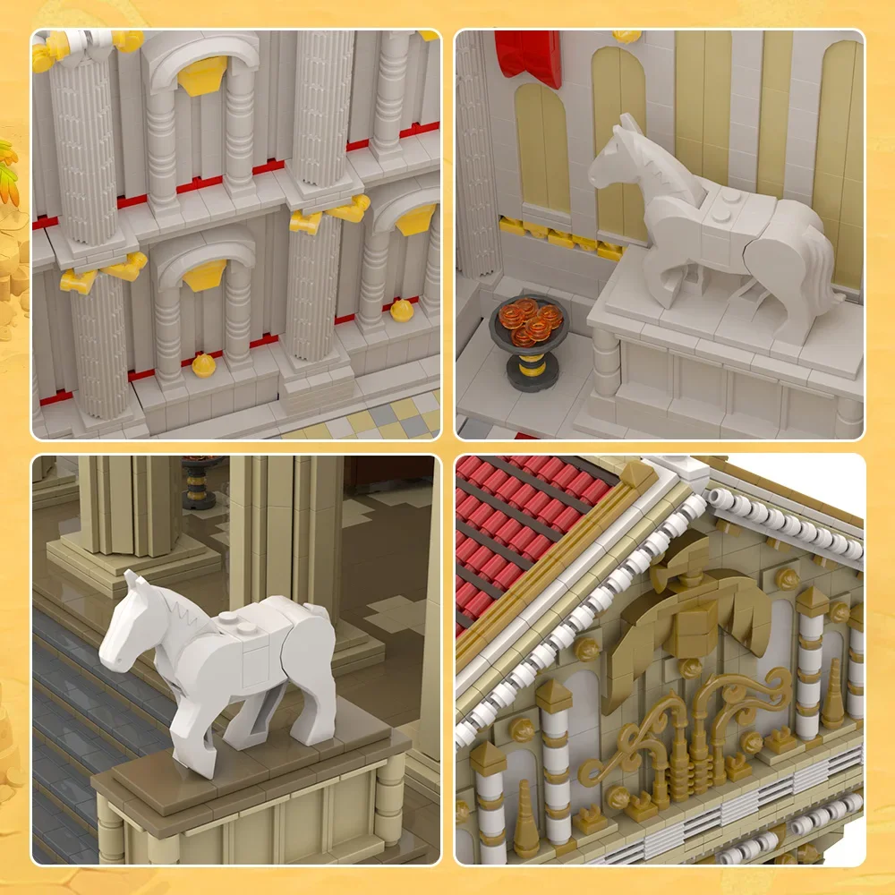 MOC Ancient Roman Temple Building Blocks Medieval Ancient Roman Temple Architecture Bricks Model Assembly Toys Kids DIY Gifts