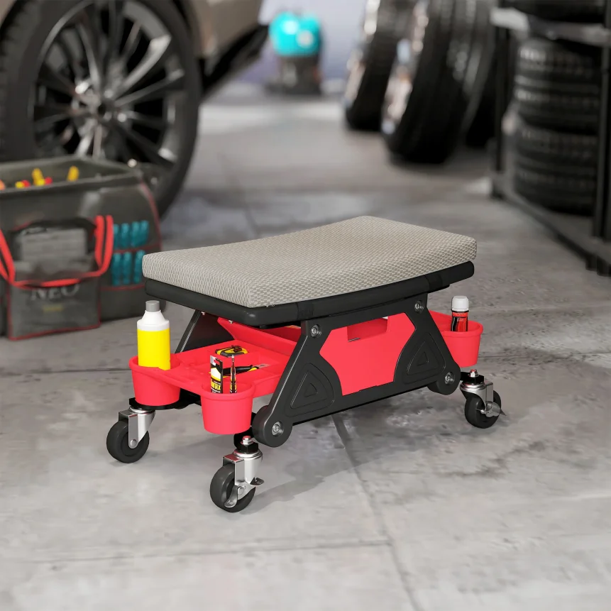 workshop stool with roll storage area 35cm high Rolling stool up to 135 kg