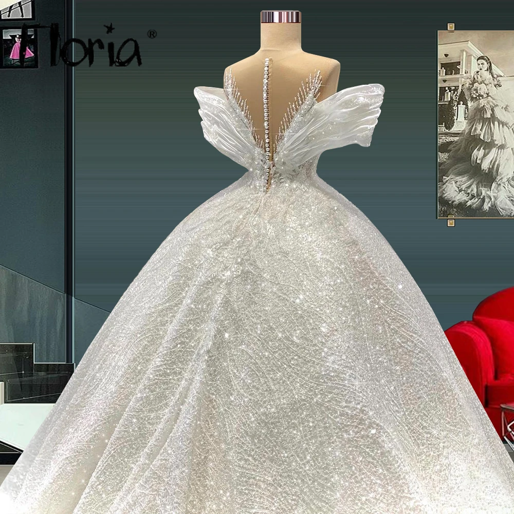 Floria-Magnifique robe de Rhde la Quinceanera avec traîne royale, tenue de mariage perlée, grande taille, 2022