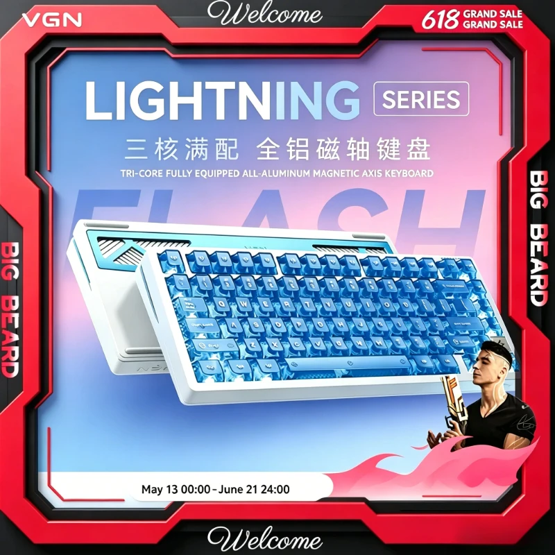 VGN FLASH 75 Gaming Magnetic Switch Keyboard Premium Gift Idea With Tri Core 5090 Chip And Zhanhun MVP V2 Algorithm
