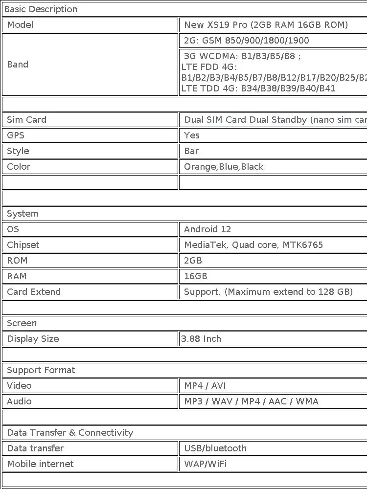 SOYES New XS19 Pro Mini Smartphone 3.88in 2GB RAM 16GB ROM Dual SIM Standby 2000mAh 4G LTE 8-core Android 12 Small Phone