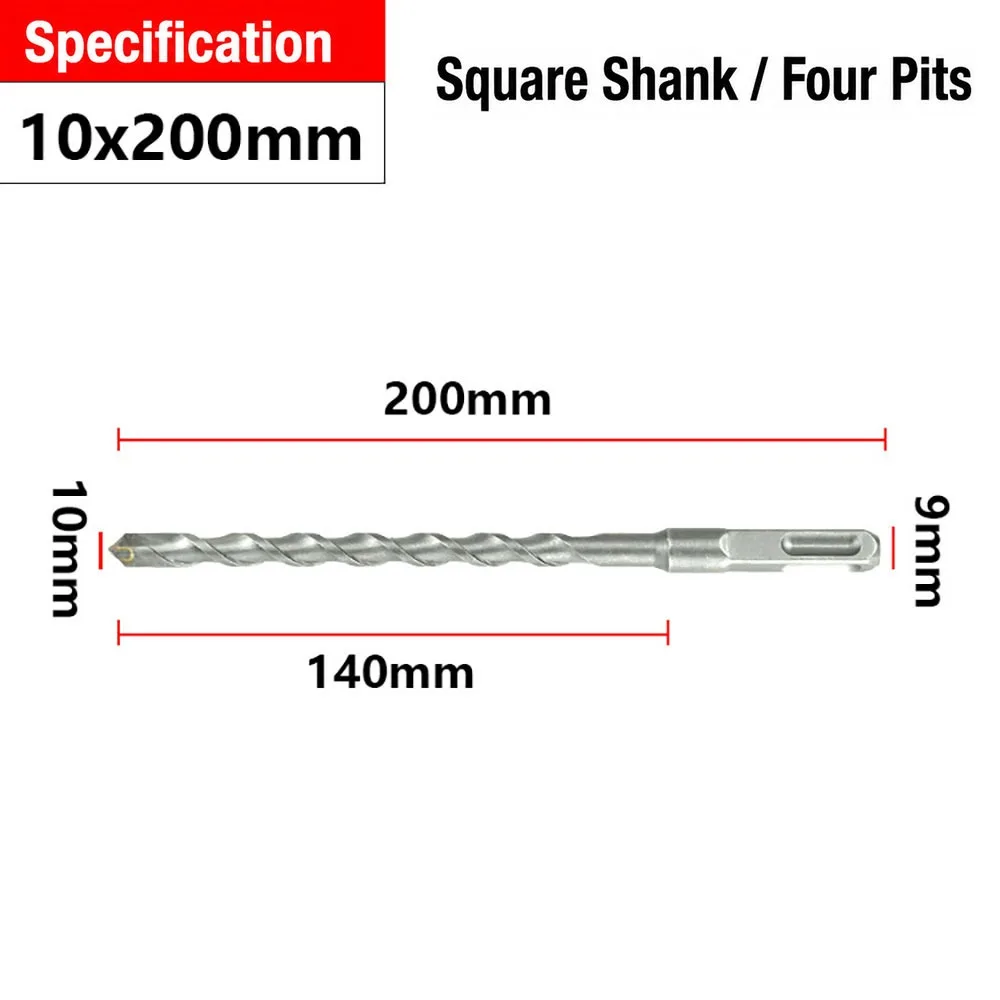 1Pcs Square Shank SDS Plus Masonry Drill Bit 6-20mm Carbide Tipped Carbide Concrete Drill Bit Twin Spiral 110-500mm