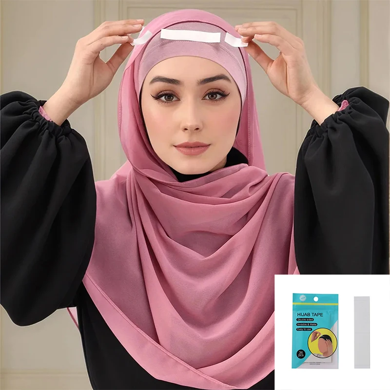 

36pcs/set Removable Double Sided Hijab Tape for Muslim Women Non Slip Transparent Scarf Undercap Easy to Use Accessory
