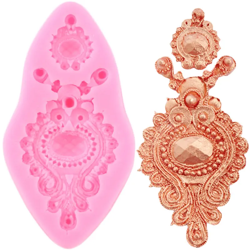 Pendant Gems Silicone Fondant Mold Cupcake Topper  Decorating Tools Jewelry Pendant Polymer Clay Candy Chocolate Gumpaste Moulds