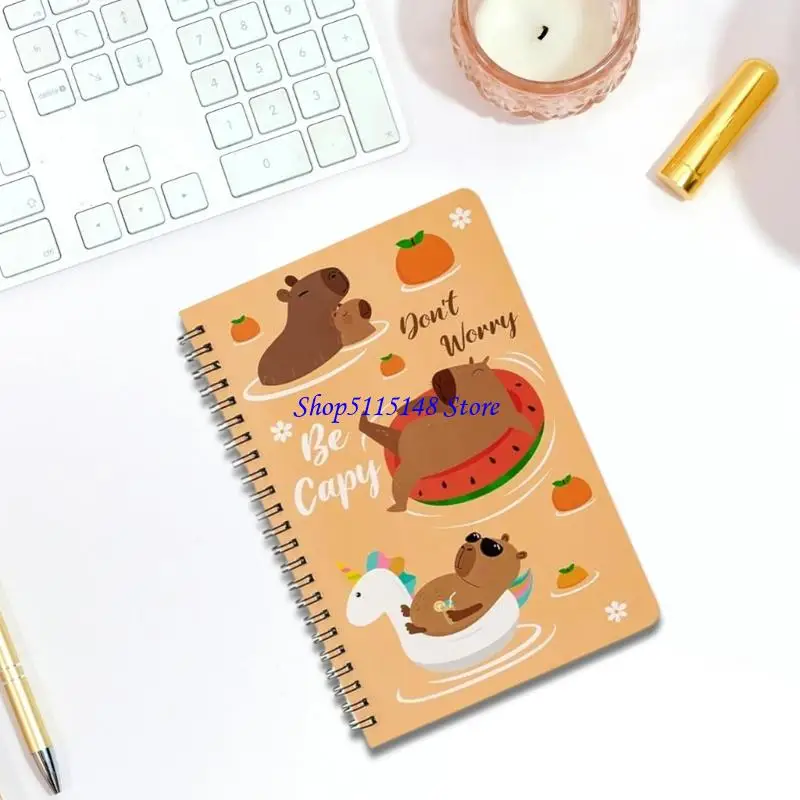 F3MA 2Pcs Cartoon Notebook Twin Coil Binding Notebook 100 Pages 80gsm Lined Paper for Writing College Ruled Note Book Journal