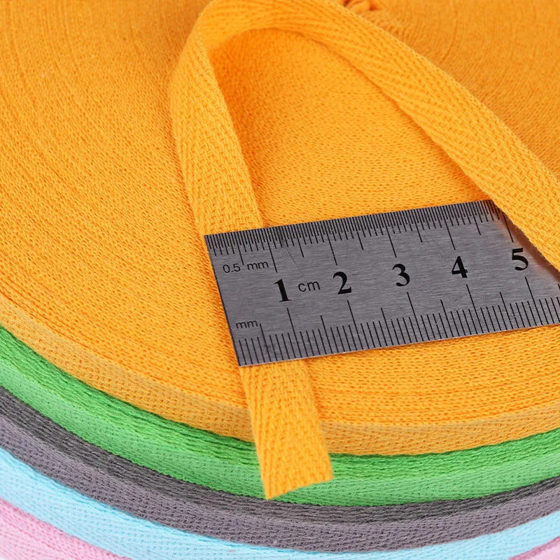 50Yards/Roll 10mm 100% Cotton Herringbone Webbing Tape 1cm Colorful Binding Ribbon For Garment Accessories DIY Sewing Hair Bows