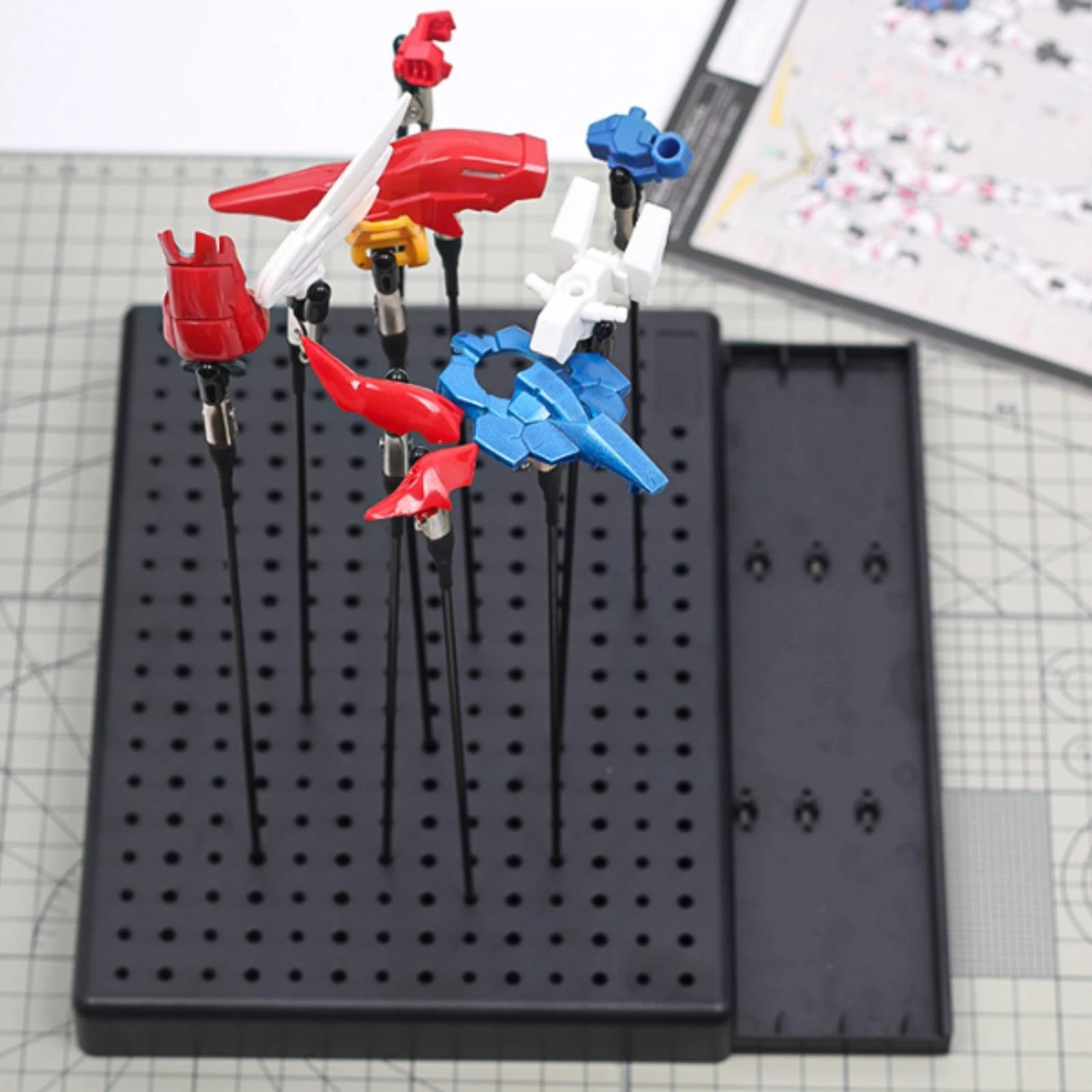 

Perforated Model Painting Stand Metal Clips Model Painting Stand Clip Holder Board Fold-out Tray