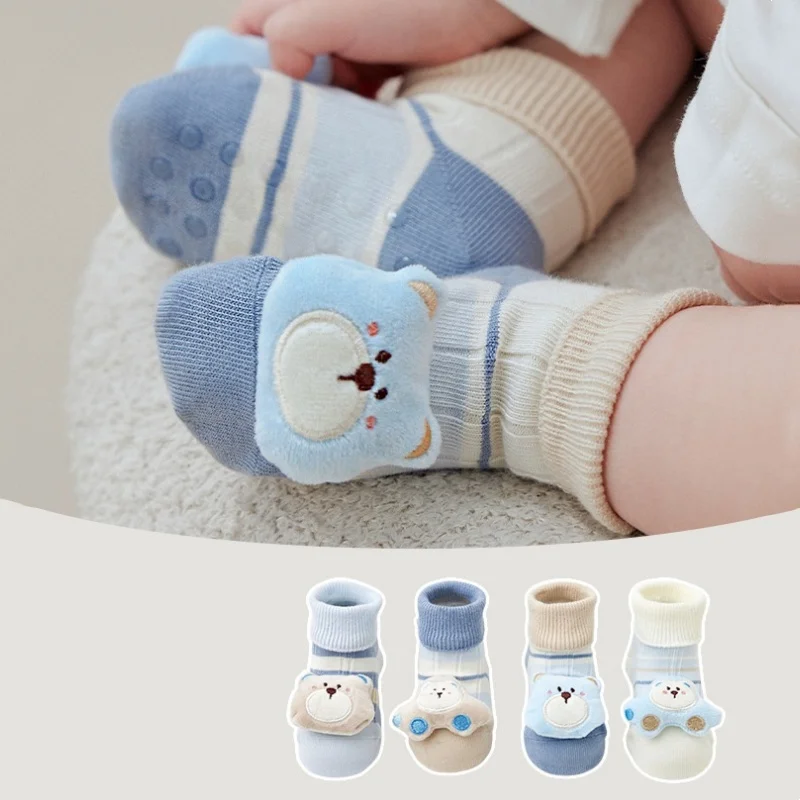 

Infant Toddler Floor Socks Anti-slip Cute Newborn 3D Cartoon Doll Socks Autumn Winter New Baby Soft Knitted Sock For Girls Boys