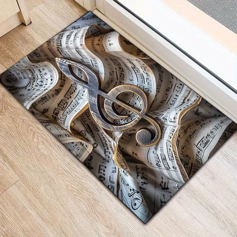 1pc Music Notes Sheet Print Large Area Rug, Versatile Home Decor, Ideal Gift, Perfect for Office Living Room Outdoor