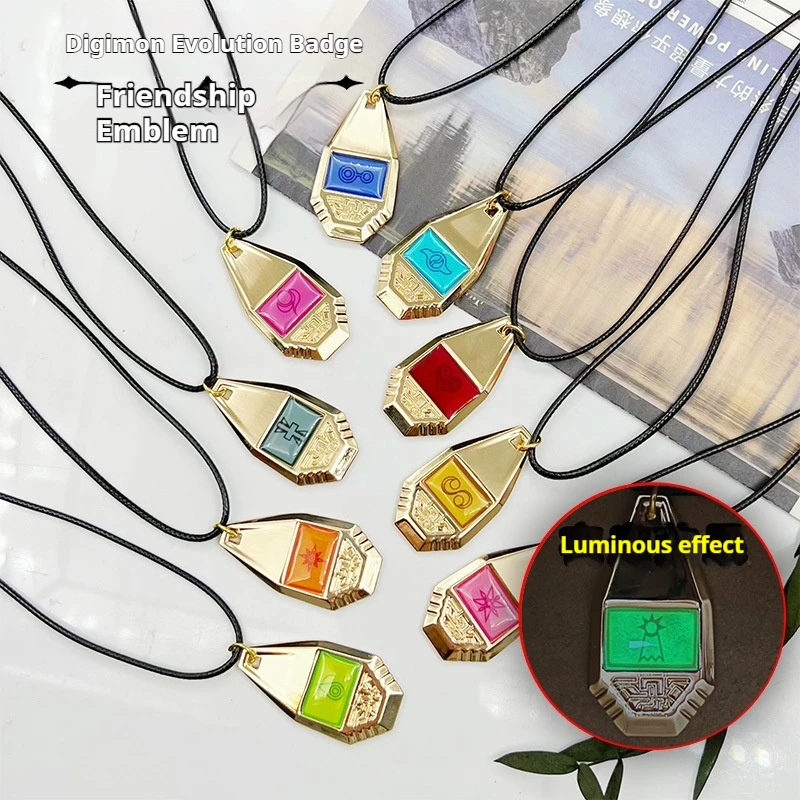 Anime Digimon Adventure Necklace Tag Crest Emblem Digivice Badge Pendant Necklace Digital Monster Evolution Collection Gift