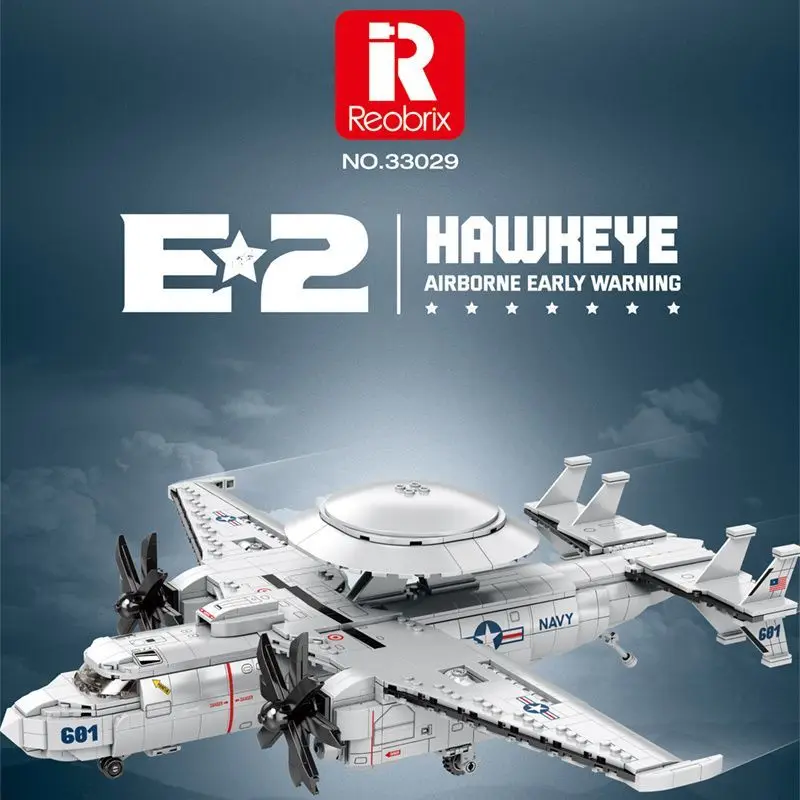 

Reobrix 33029 E-2Military Building Blocks Air Force Fighter Jet Ornament Educational Assembly Model Boys Toy Gift