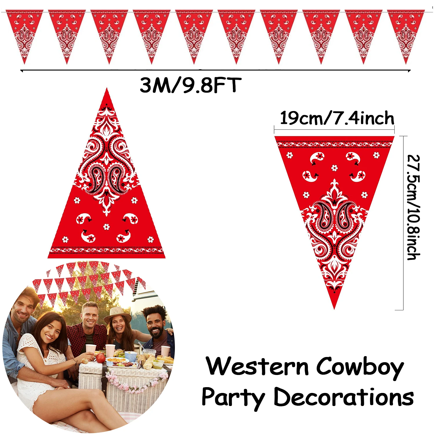 Western Cowboy Party Banner Decoraties Driehoek Bandana Wimpel Vlag Banner Wild West Decor Western Cowboy Thema Yee Haw