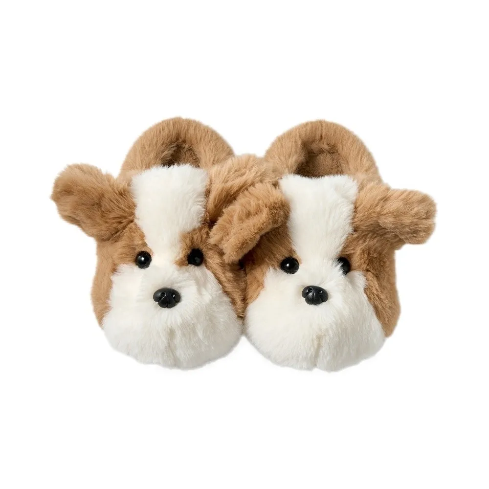 Silent Soft Dog Slides Lovely Cute Puppy Slippers Warm Animal Winter Slippers Bedroom