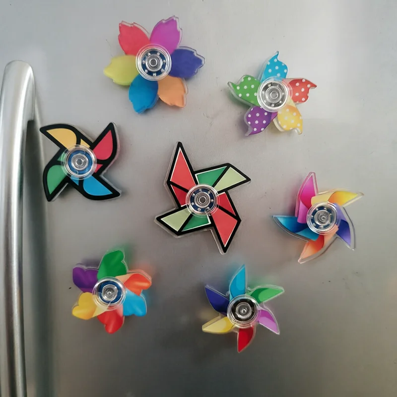 

5pcs Personalized and Fun Lucky Rotate Windmill Refrigerator Magnets Creative Magnet Fridge Photo Message Decorative