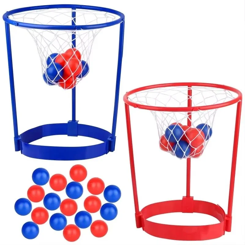 2 Pack Head Hoop Basketball Party Game for Kids Adults Adjustable Basket Net Headband with 20 Balls Fun Gift for Birthday