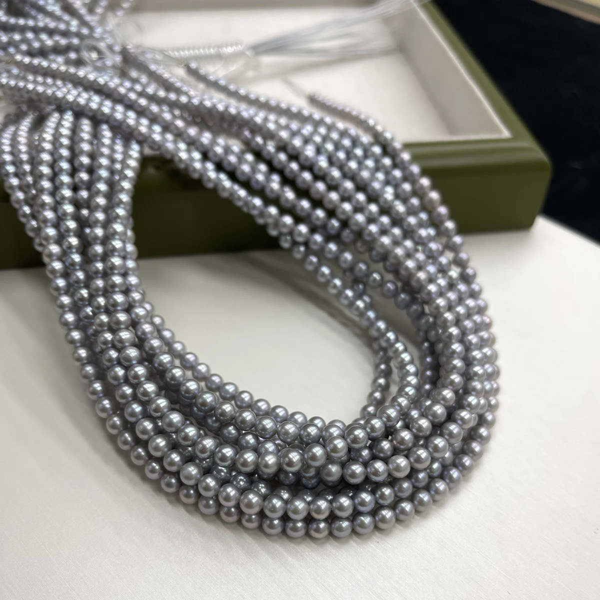 

AAA 4-5mm Irradiated Gray Natural Freshwater Pearls Near-round Semi-finished Beads for Jewelry Making DIY Necklace Accessories