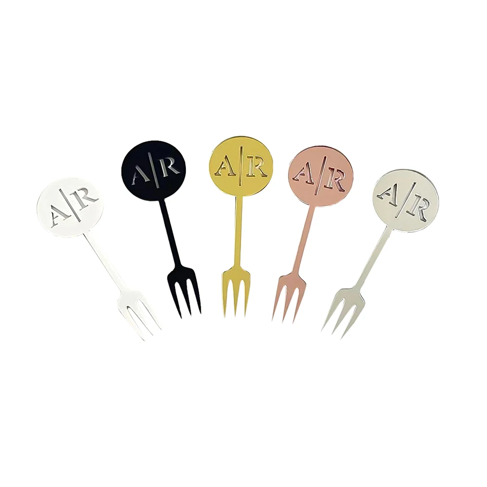 20/50/100pcs Personalized Acrylic Fruit Fork Custom Name Of Groom And Bride Fork 10CM With Wedding Party
