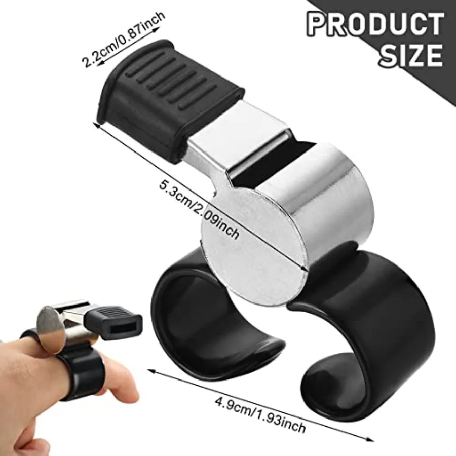 2 Pieces Finger Grip Whistle Official Hockey Referee Whistle Football Soccer Hand Held Whistle Metallic Loud Sports Whistle wit