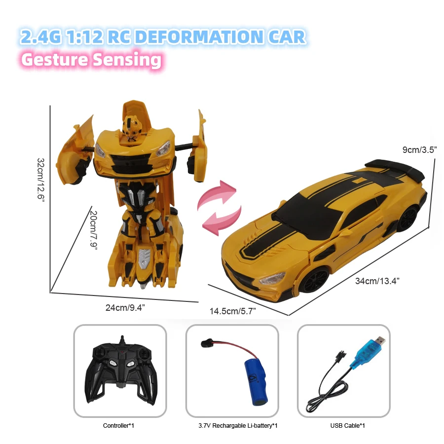 

2.4G radio control 1: 12 long-range remote-control deformation robot car 3-4-5-6-7-8-9 years old boys birthday new year Christma