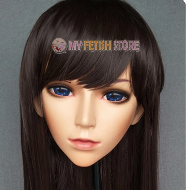 (Chen-03) Junge/Männlich/Mann Harz Halbkopf Kigurumi Crossdress Cosplay Japanische Anime Rolle Maske Mit Augen Und Perücke