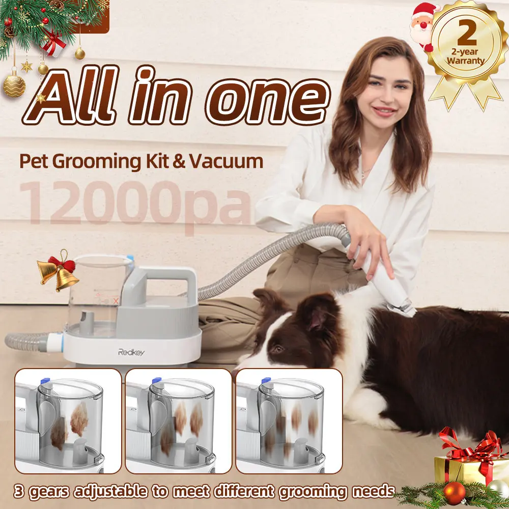 Redkey C100 Pet Grooming Vacuum Pet-friendly Grooming Kit 2.5L Capacity Larger Pet Hair Vacuum Cleaner Electric Pet Hair Trimmer