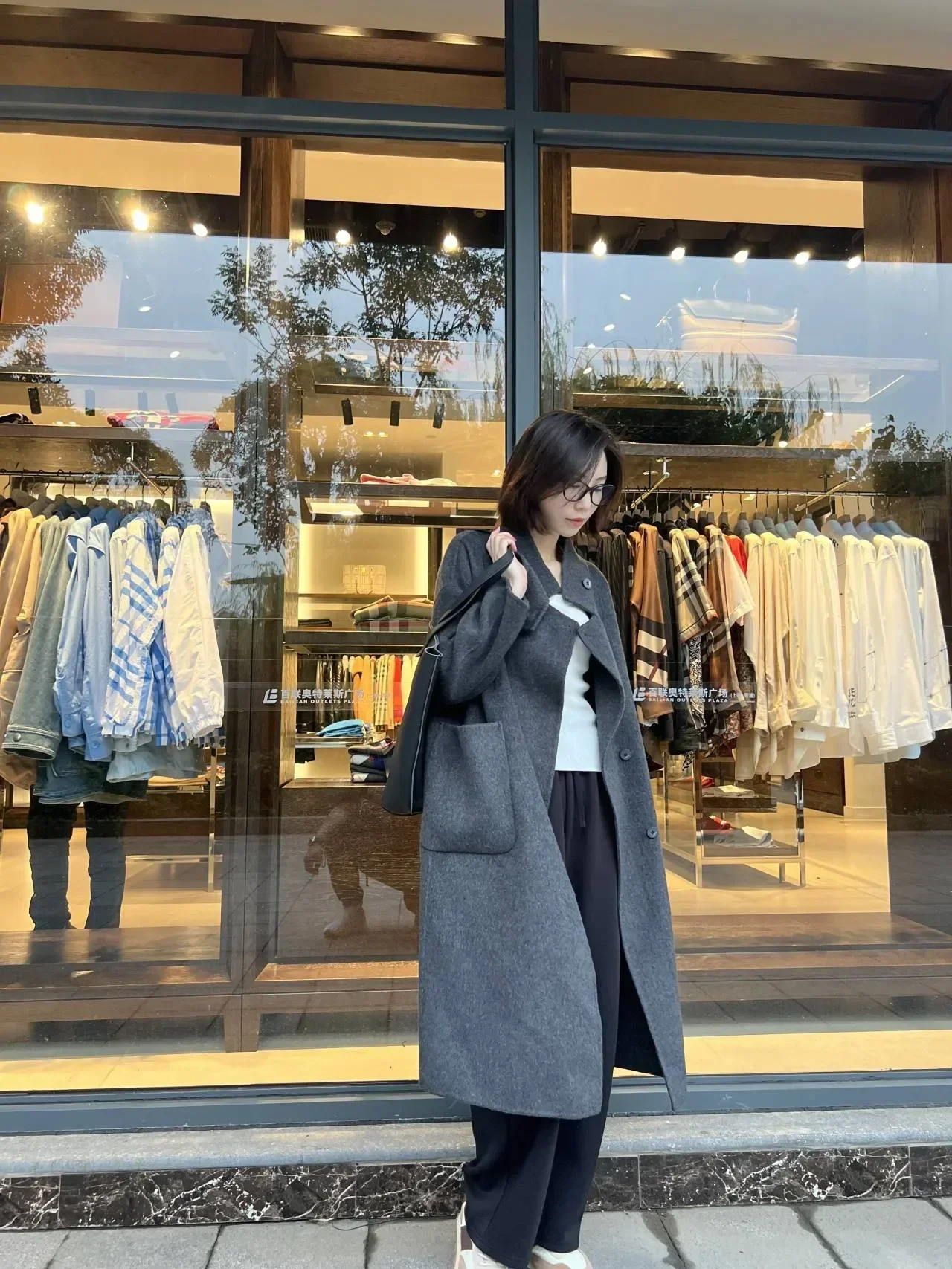 ¡Estilo blogger coreano! Abrigo largo medio de lana de doble cara para mujer, capa clásica de temperamento gris, silueta de Penny-level, Invierno