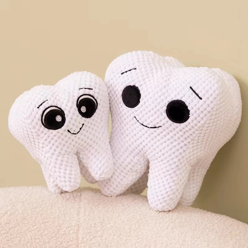 Cute simulation tooth plush toy cute white tooth plush soft hair pendant tooth doll pillow funny sofa ornaments children's gifts