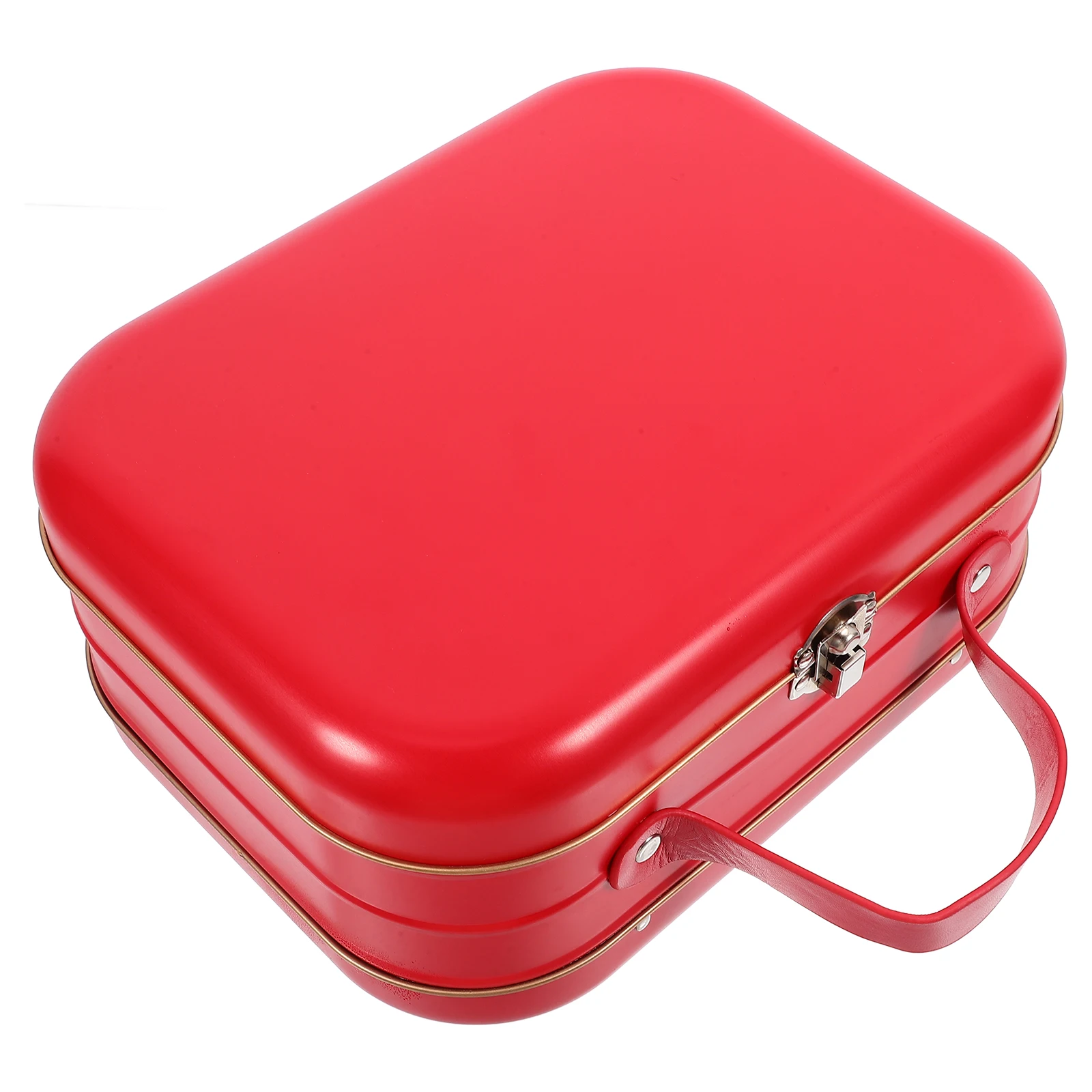 

Boxes Gift Small Storage Tin Suitcase Candy Desktop Portable Tinplate Bin Mini Red