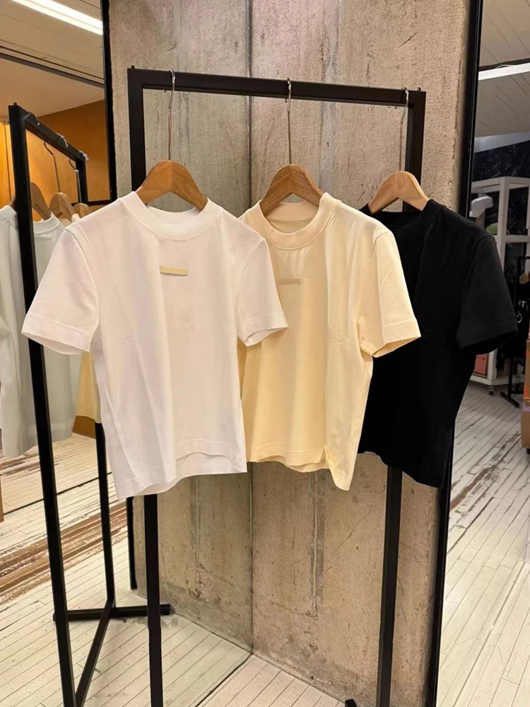 

Slim Fit Color round Ne ort Sve T-irt Patchwork Casual Top oulder Width Regular Cotton Spring Summer New Arr...