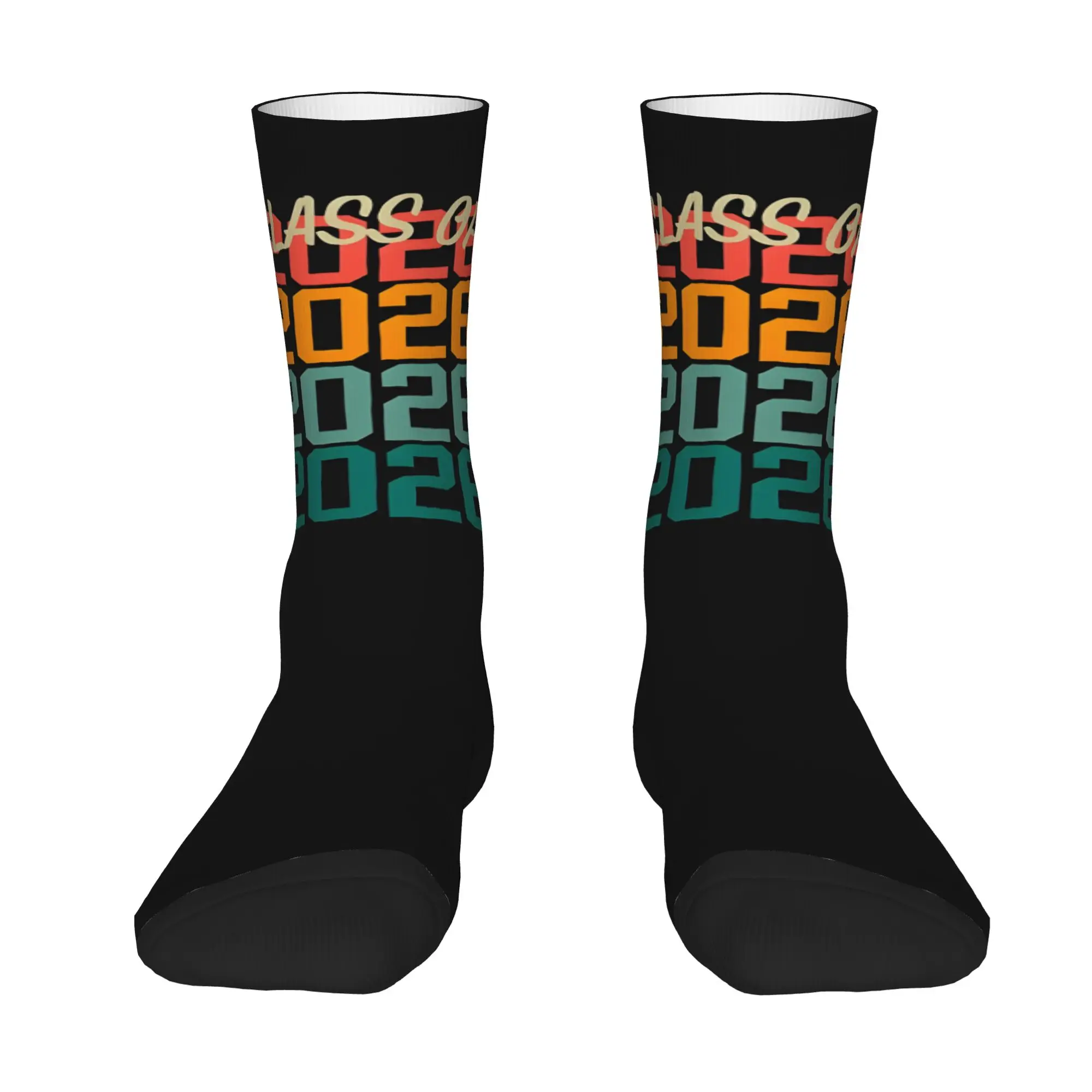 Funny Sock Graduation in 2026 Back To School Class Of 2026 Harajuku Seamless Pattern Printed Men Crew Socks Novelty Men's Socks