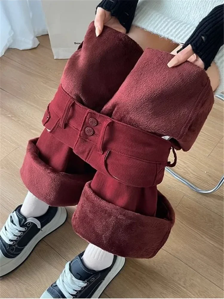 

Denim Pants Women High Waist Shot Red Trousers Straight Leg Womens Jeans Cool Pant Autumn Winter Clothes Harajuku Fashion Jeans
