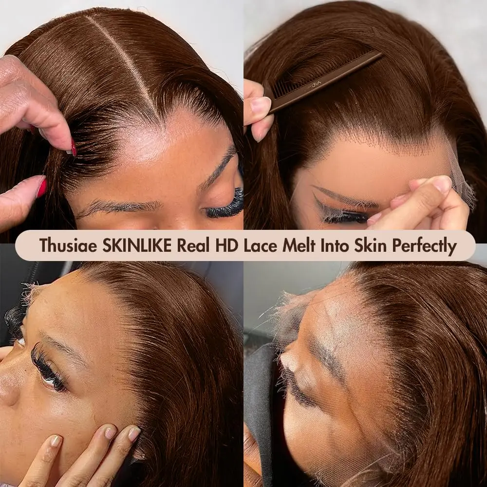 Body Wave Chocolate Brown Human Hair Lace Front Wig Colored Wigs Human Hair 13x6 Frontal Wig 30 36 Inch 13x4 HD Transparent Wig