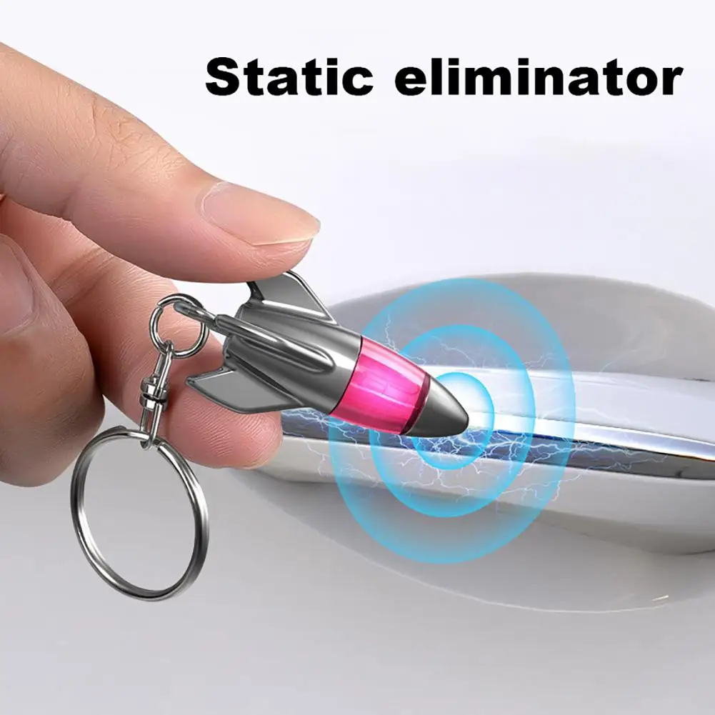 Car Static Eliminator Discharger Keychain Pendant Novel Rocket Design Wear-Resistant Portable Anti-Static Device for Car Metal H