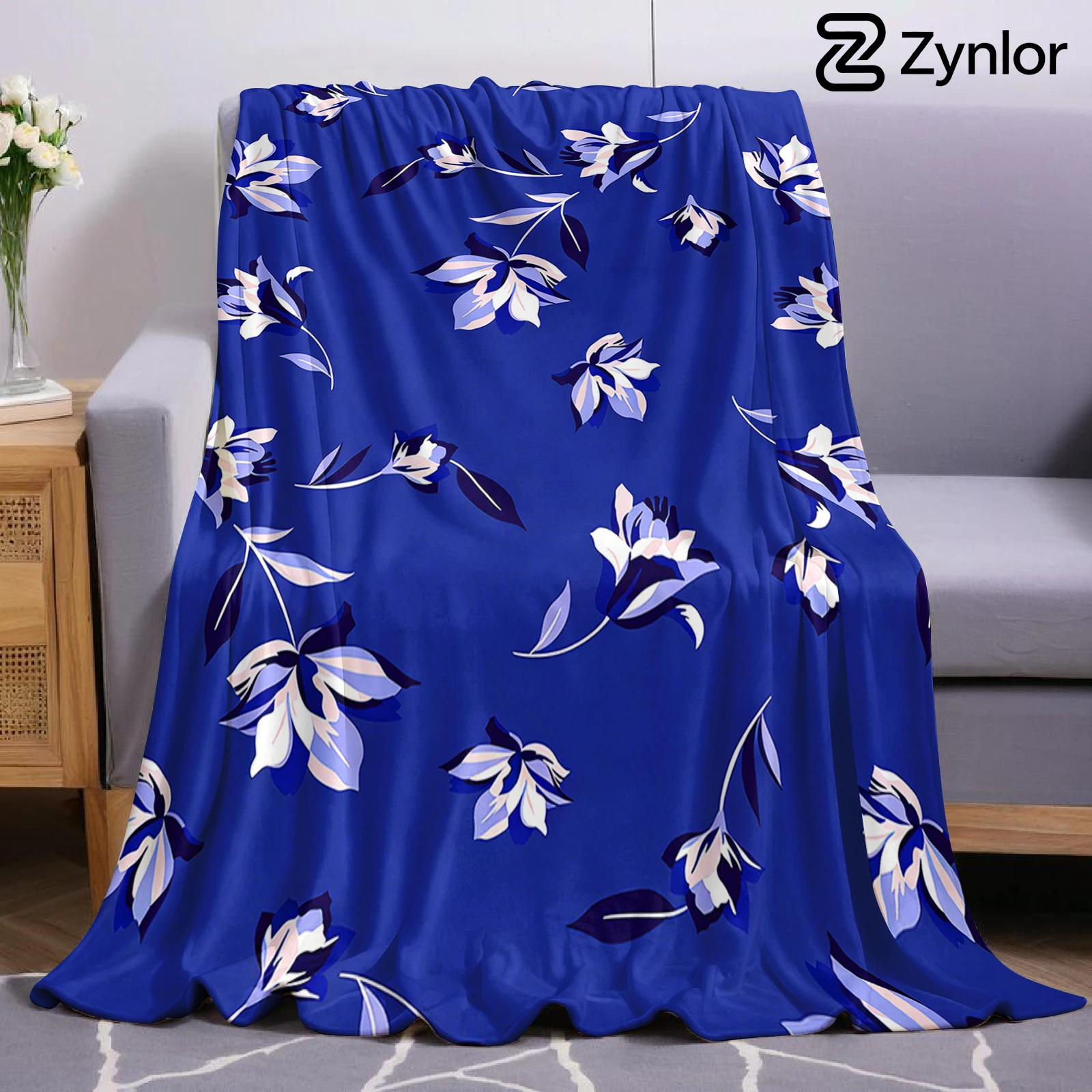 Blue Lily Ultra Soft Sherpa Fleece Blanket Fluffy Warm Thick Throw for Sofa Bedroom Couch Holiday Home Decor Gift