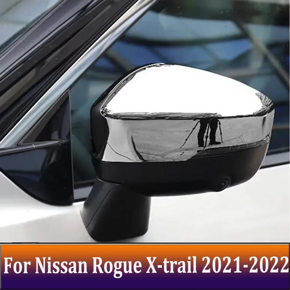 Mirror Rain Sun Visor Trim Accessories Chrome Side Door Rearview Mirror Caps Cover For Nissan Rogue X-trail 2021 2022 2023