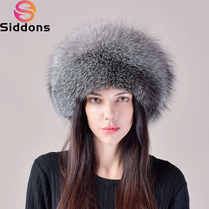 Hot Sale 100% natural Fox Fur Hat Fashion Women Cap Thick Fur Cap Winter Warm Hat Female Fashion For Women Hat With Earmuffs Hat