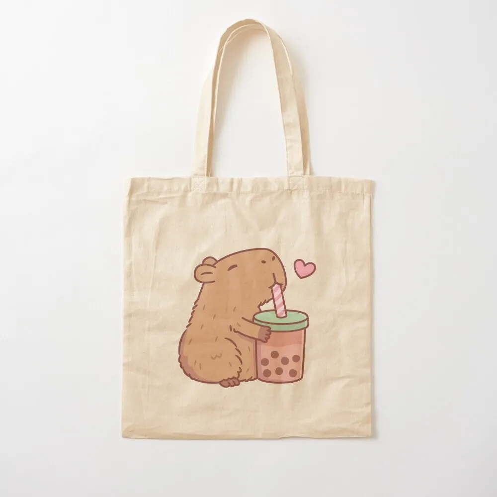 

Cute Capybara Loves Bubble Tea Tote Bag
