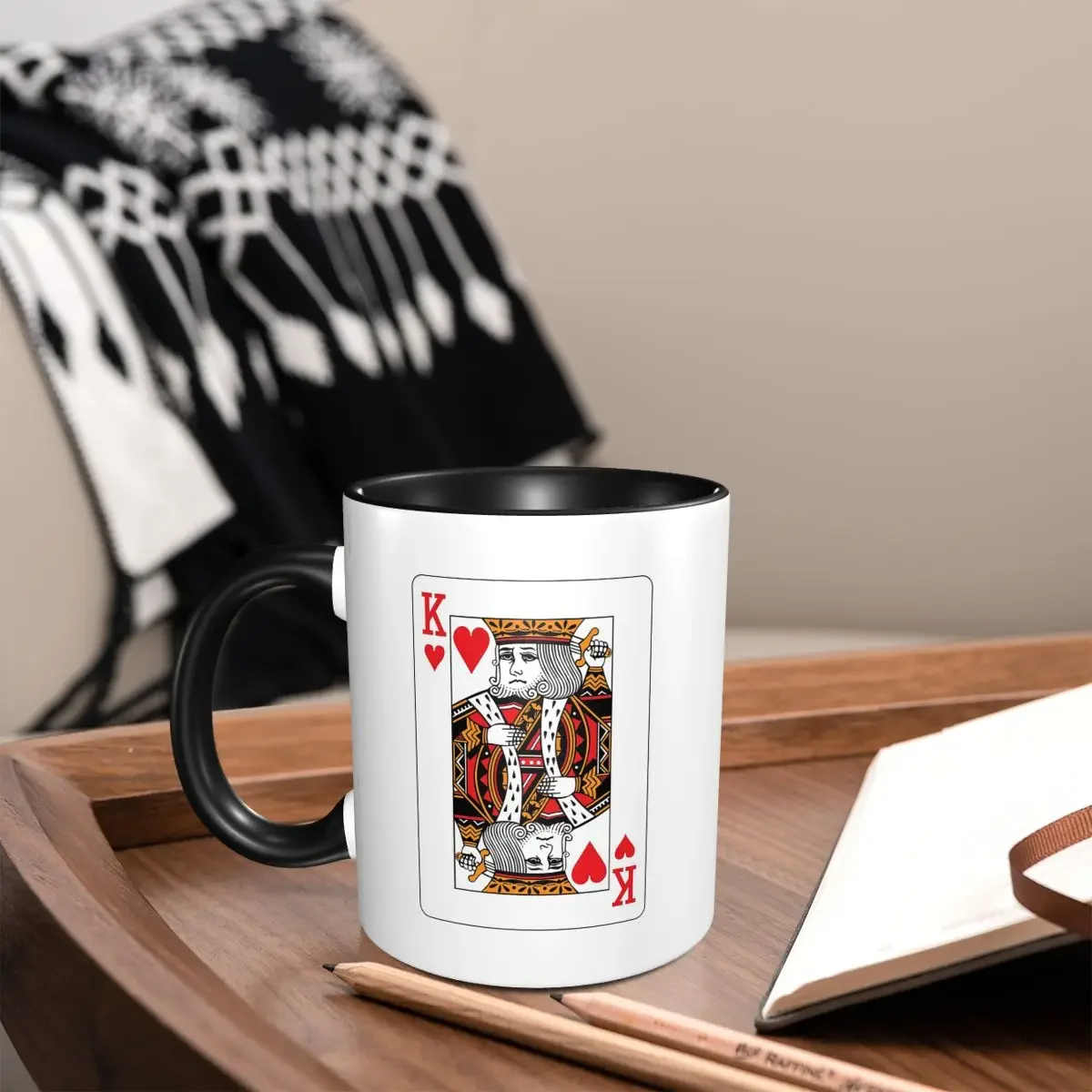 

King Of Hearts Poker Playing Card Mug Funny Ceramic Coffee Cups Tea Mugs Milk Cup Drinkware Gift for Woman Man
