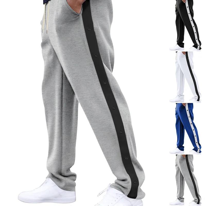 

Cross-border leisure sports breasted men's autumn loose straight button large size trousers