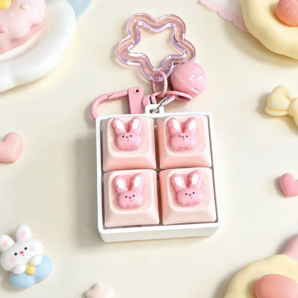 2/3/4-Key Layout Animal Mini Keyboard Fidget Clickable Buttons Animal Interactive Keyboard Compact Size Decompression Keychain