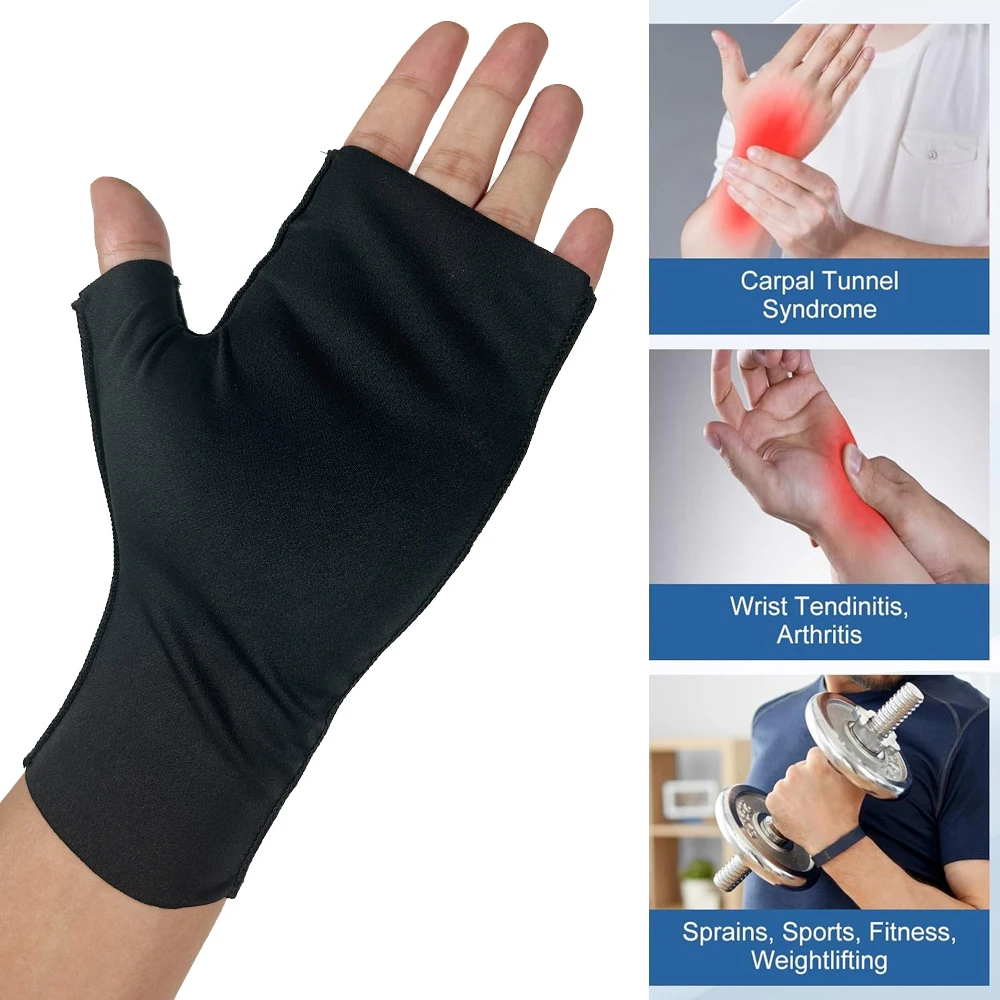 

1Pair Compression Arthritis Gloves for Women Men,Fingerless Arthritis Carpal Tunnel Gloves,Hand Support Wrist Brace for Swelling
