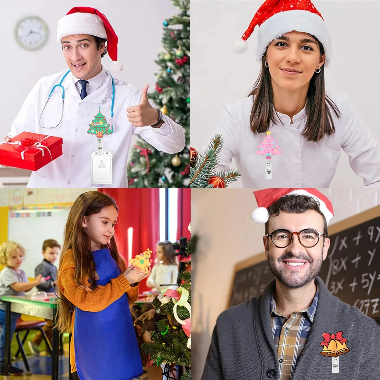 

Acrylic Id Holder Glitter Badge Reel Christmas Tree Badge Holder Quality Nurse Badge Holder For Hospitals Companies